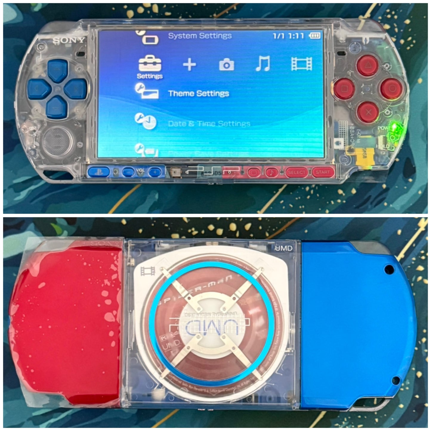 PSP 3000 Fully Customized Per your request w (Free Pouch & Transparent Clear Shell, Wrist strap, Charger)