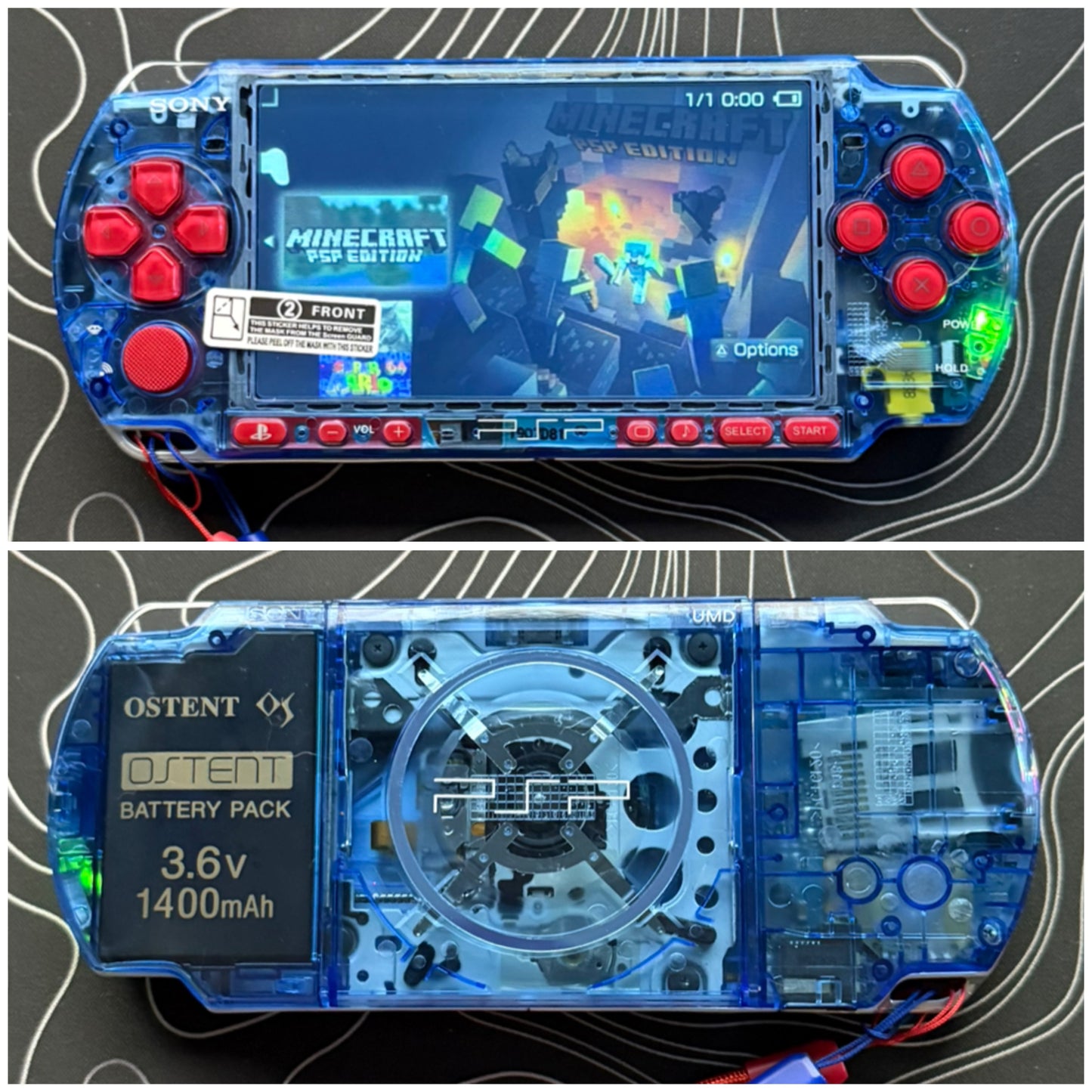 PSP 3000 Fully Customized Per your request w (Free Pouch & Transparent Clear Shell, Wrist strap, Charger)