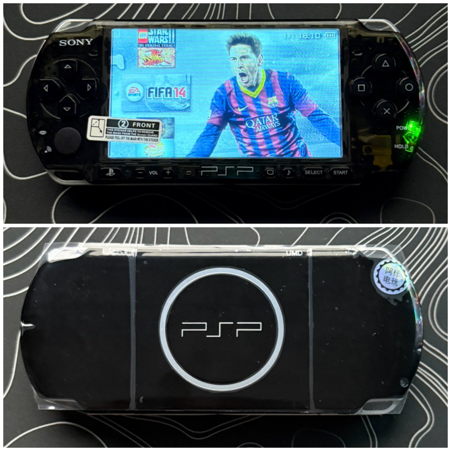 PSP 3000 Fully Customized Per your request w (Free Pouch & Transparent Clear Shell, Wrist strap, Charger)