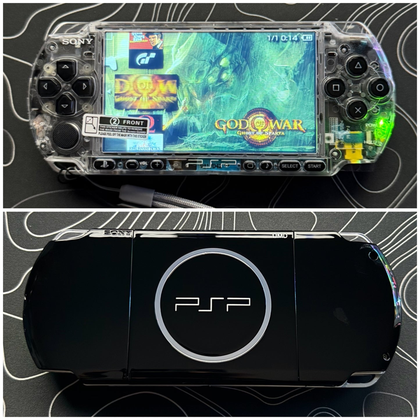 PSP 3000 Fully Customized Per your request w (Free Pouch & Transparent Clear Shell, Wrist strap, Charger)