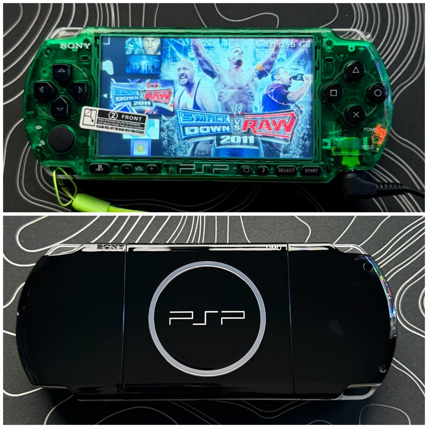 PSP 3000 Fully Customized Per your request w (Free Pouch & Transparent Clear Shell, Wrist strap, Charger)
