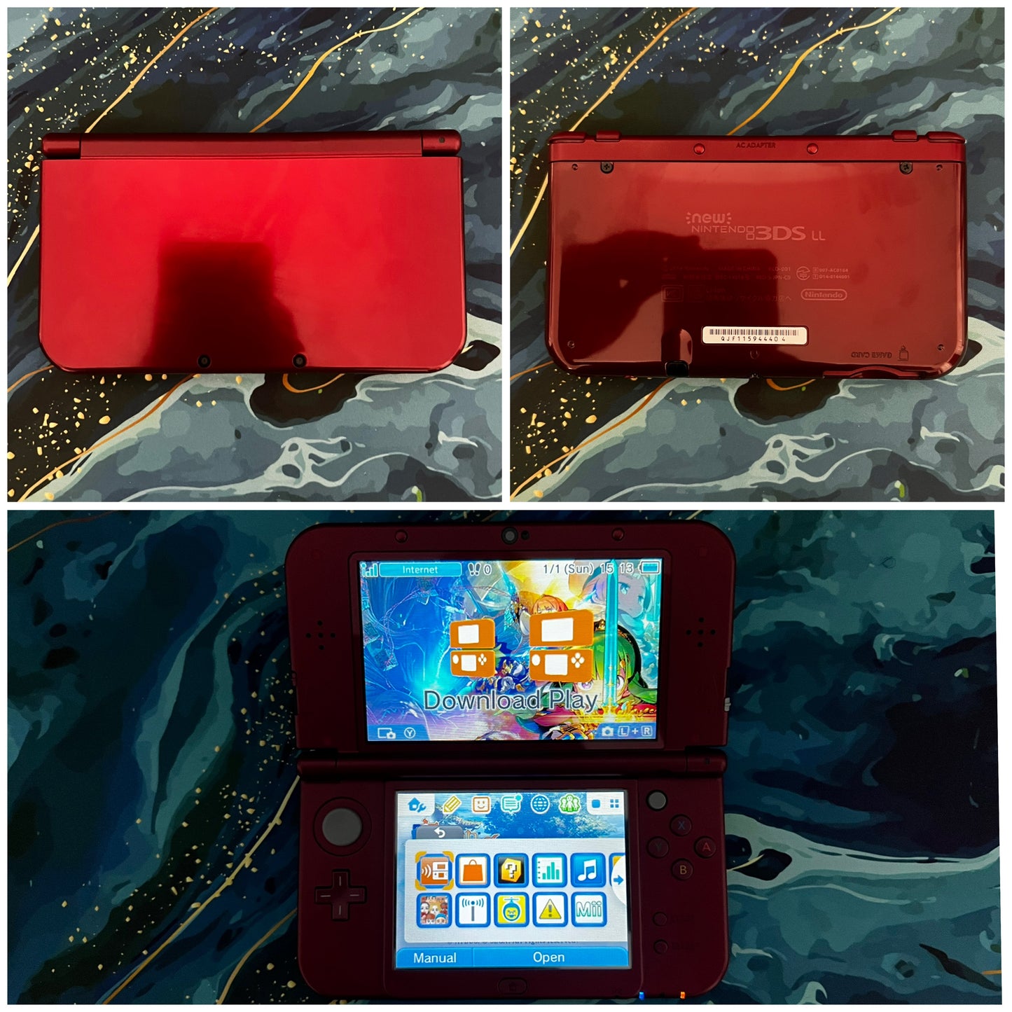 New 3DS LL with (Case/Charger/Wrist Strap/Hand Grip/Clear Shell/Screen Protector)