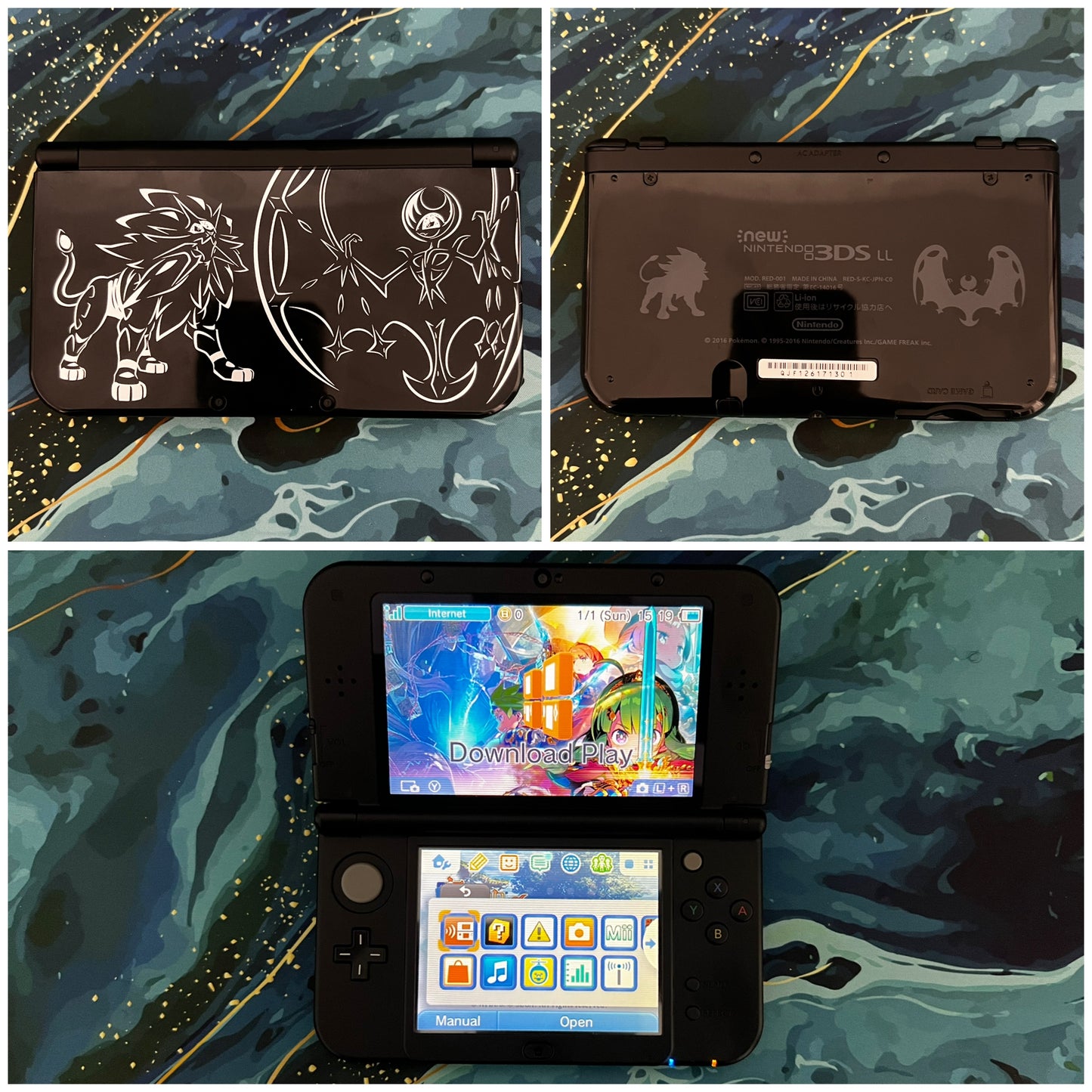 New 3DS LL with (Case/Charger/Wrist Strap/Hand Grip/Clear Shell/Screen Protector)