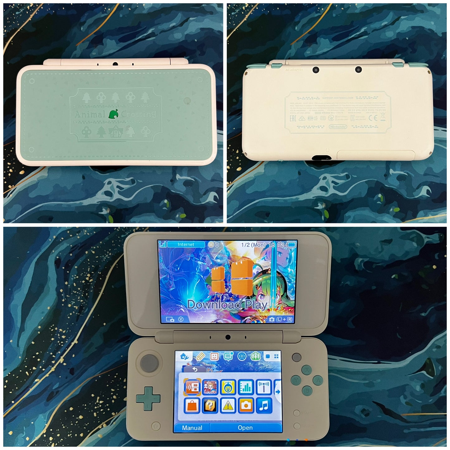 New 2DS LL with (Case/Charger/Hand Grip/Clear Shell/Screen Protector)