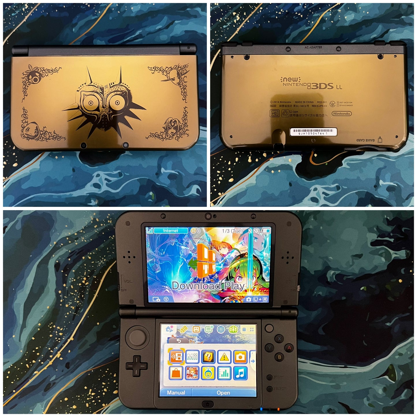 New 3DS LL with (Case/Charger/Wrist Strap/Hand Grip/Clear Shell/Screen Protector)