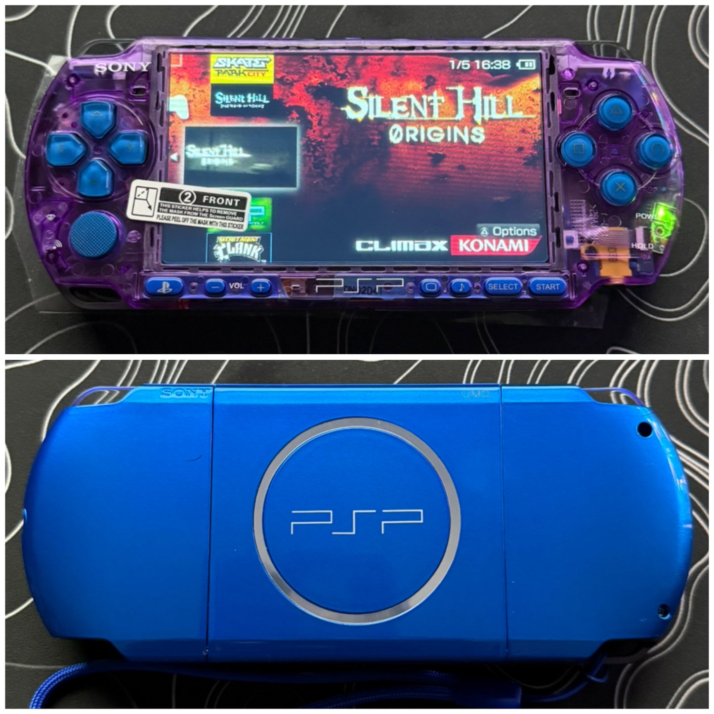 PSP 3000 Fully Customized Per your request w (Free Pouch & Transparent Clear Shell, Wrist strap, Charger)
