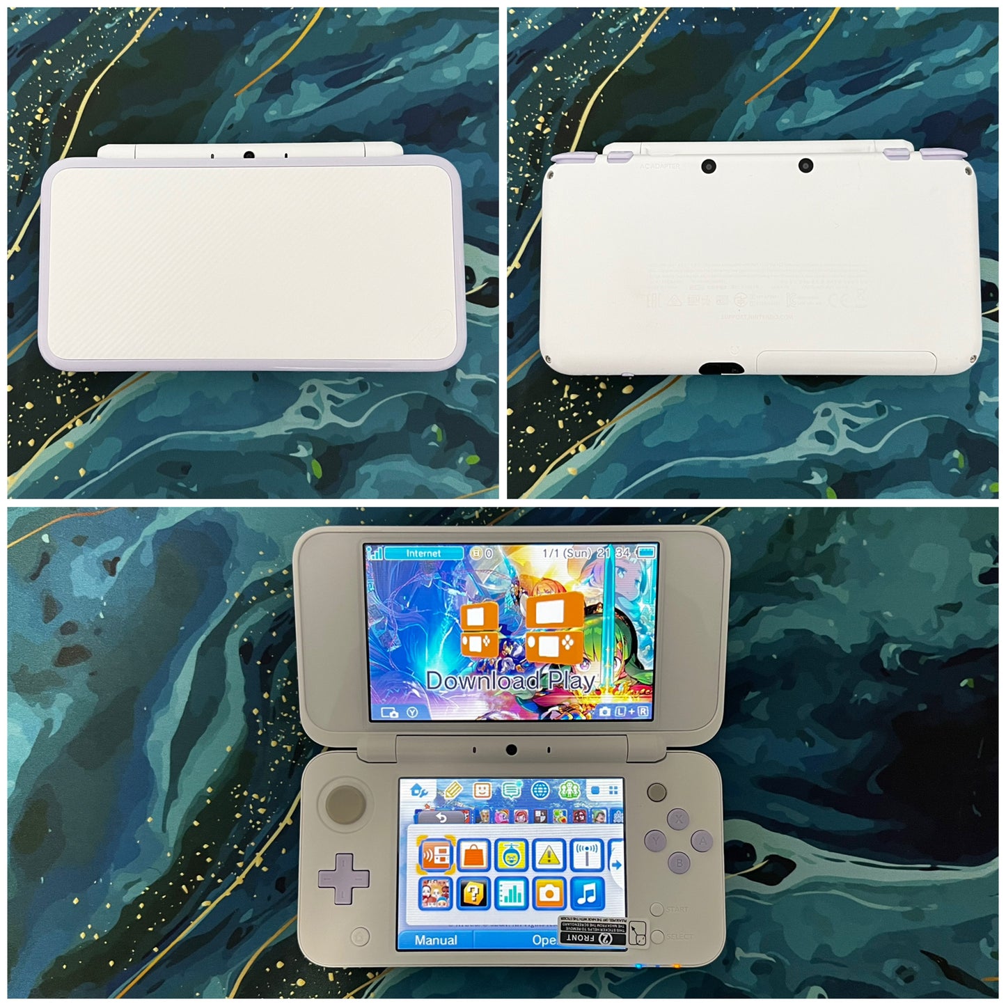 New 2DS LL with (Case/Charger/Hand Grip/Clear Shell/Screen Protector)