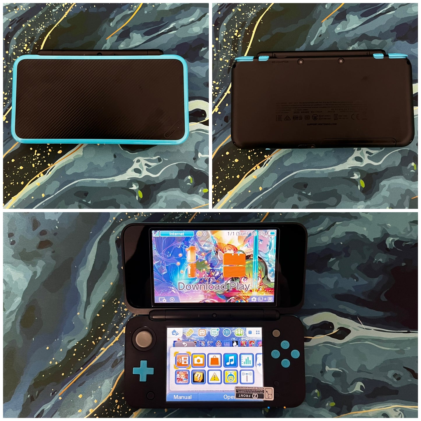 New 2DS LL with (Case/Charger/Hand Grip/Clear Shell/Screen Protector)
