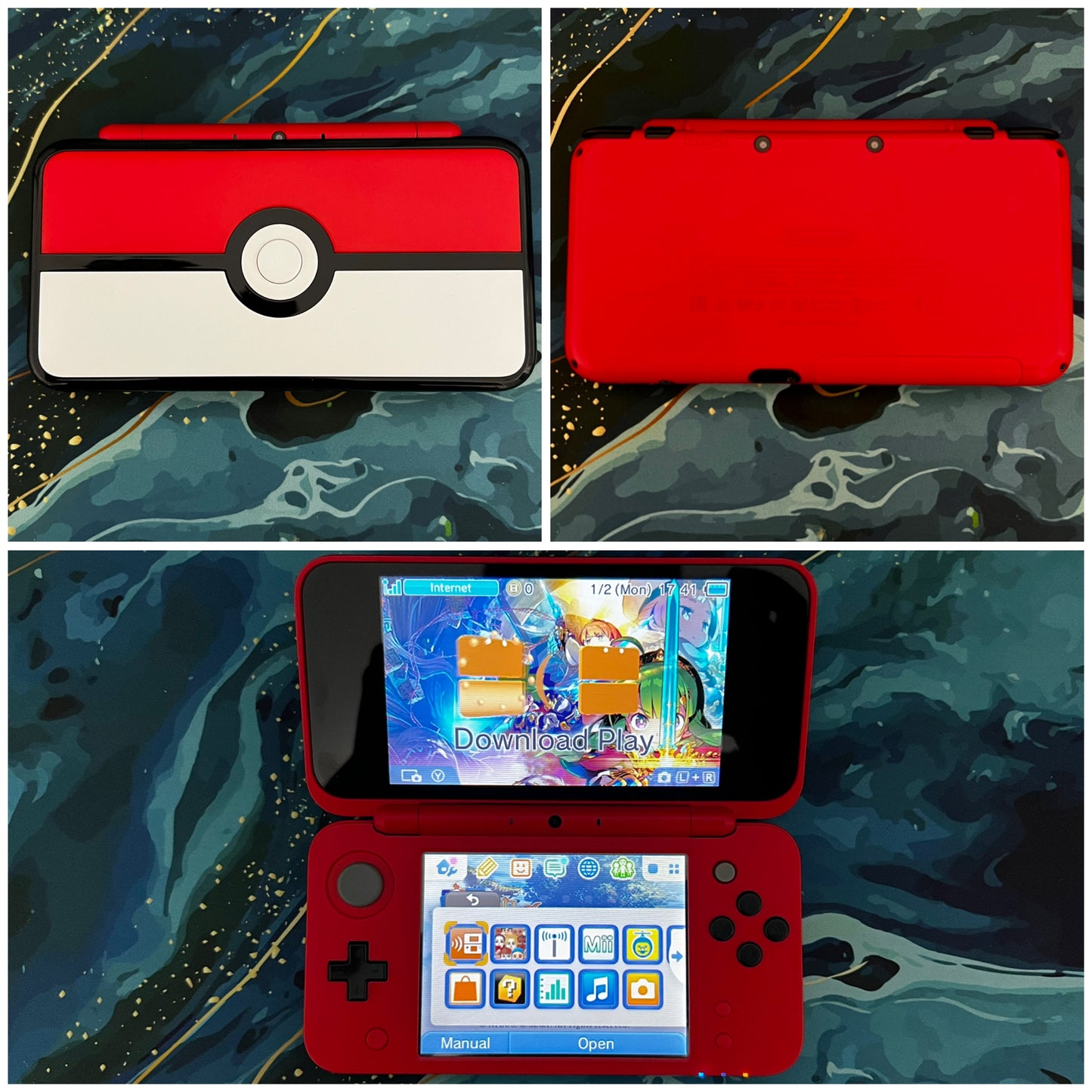 New 2DS LL with (Case/Charger/Hand Grip/Clear Shell/Screen Protector)