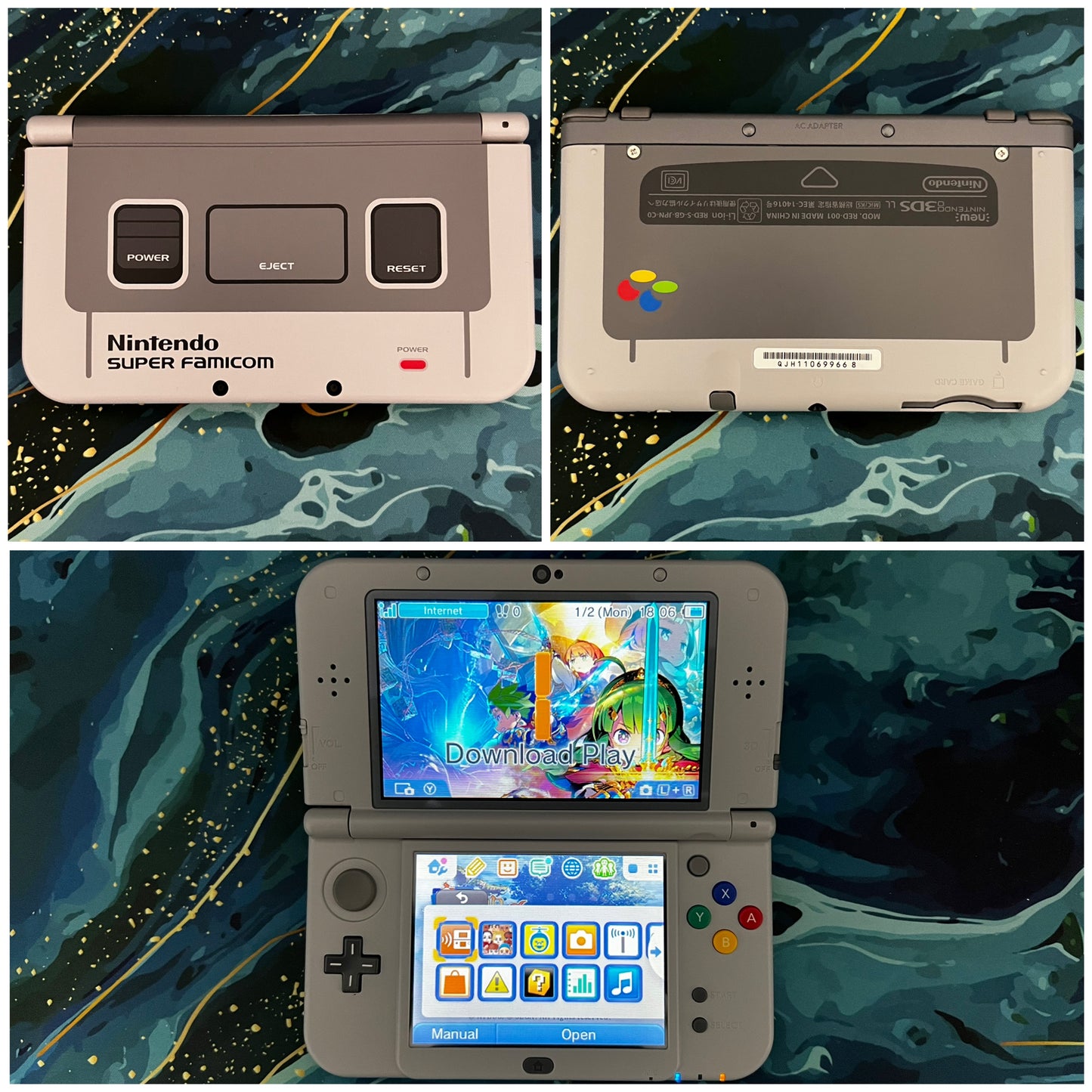 New 3DS LL with (Case/Charger/Wrist Strap/Hand Grip/Clear Shell/Screen Protector)