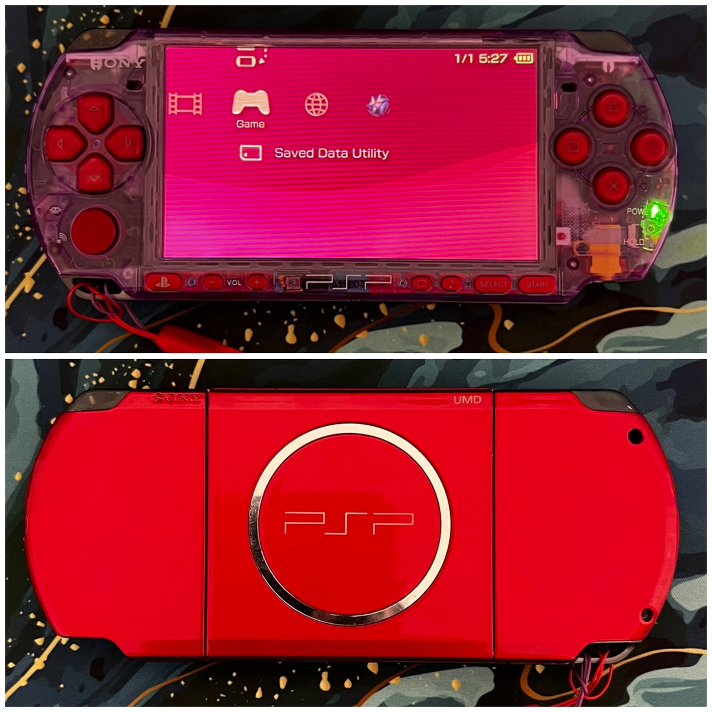 PSP 3000 Fully Customized Per your request w (Free Pouch & Transparent Clear Shell, Wrist strap, Charger)